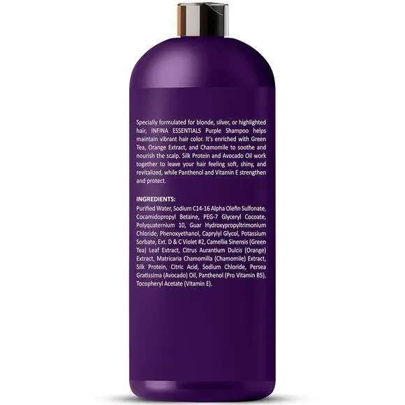 Purple Shampoo for Blondes, Gray, Brassy & Color Treated Hair, Sulfate Free, Enr - Picture 7 of 7